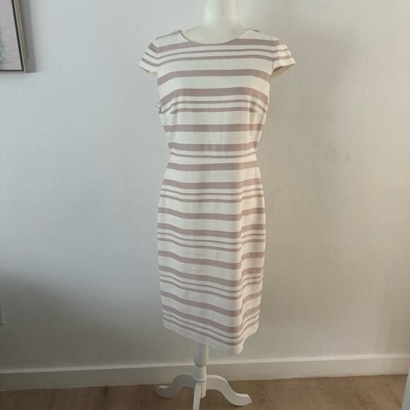 J. Crew Mother of the Bride Pink Ivory Sheath Wedding Knee Length 100% cotton - Picture 7 of 8